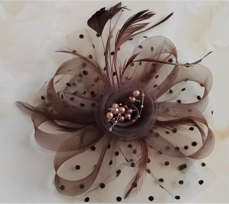 HIWIND Store Fascinators Hat Women Tea Party Headband Flower Cocktail Mesh Feathers Hair Clip Kentucky Derby Hat Wedding - Image 3